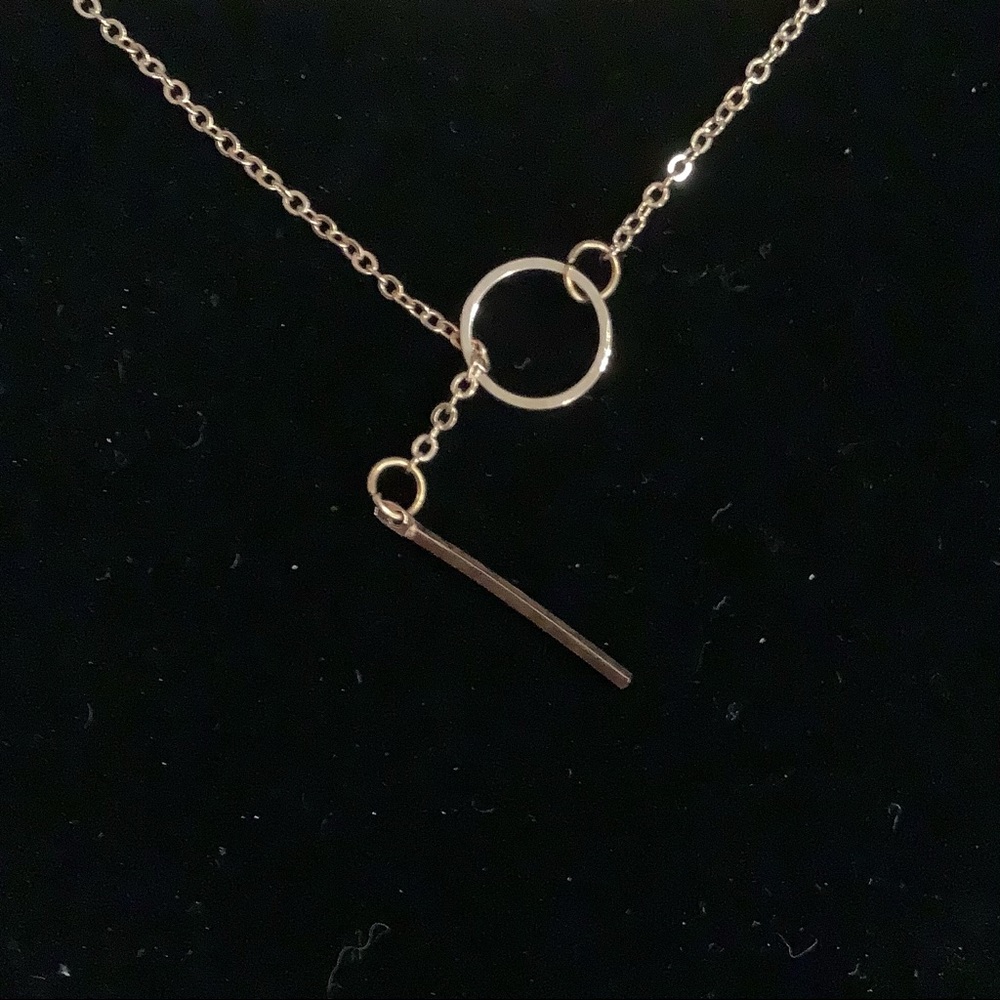 Karma Gold Dipped Circle & Bar Lariat Necklace
